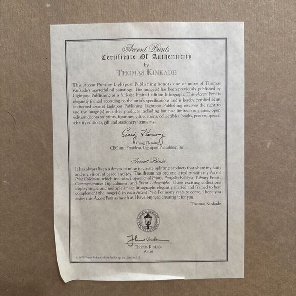 Thomas Kinkade Pye‎ Corner Cottage Framed 14.5" x 12.5" Canvas Accent Print COA - Picture 6 of 8